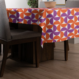 Orange and Purple Mid Century Modern Pattern Tablecloth