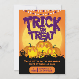 Orange and Purple Spooky Halloween Party  Invitation