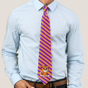 Orange and Purple Striped with Baby Tiger Tie