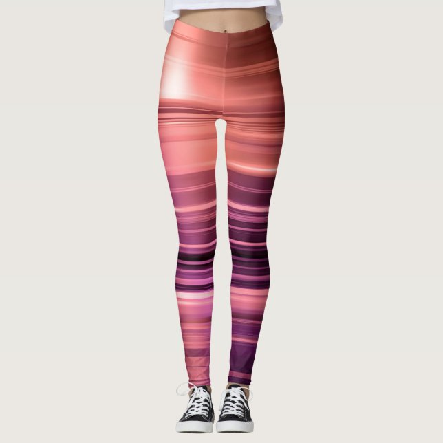 Orange and purple stripes pattern leggings (Front)