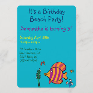 Orange and Purple Tropical Fish with Seahorses Invitation