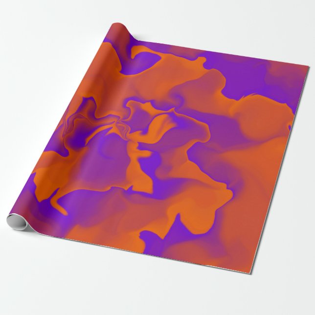 Orange and Purple Waves Wrapping Paper (Unrolled)