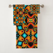 Orange and Red Bath Towel Set