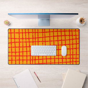 Orange and Red Check Pattern Stylish Functional Desk Mat