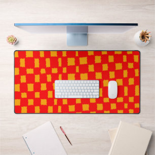 Orange and Red Chequered Chequerboard Pattern Bold Desk Mat