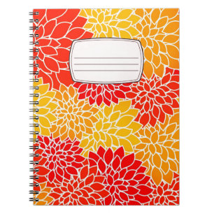 orange and red dahlias compositon notebook