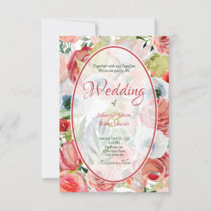 Orange and red floral background wedding invita invitation