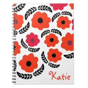 Orange and Red Floral Notebook