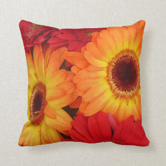 Orange and Red Gerber Daisies Cushion