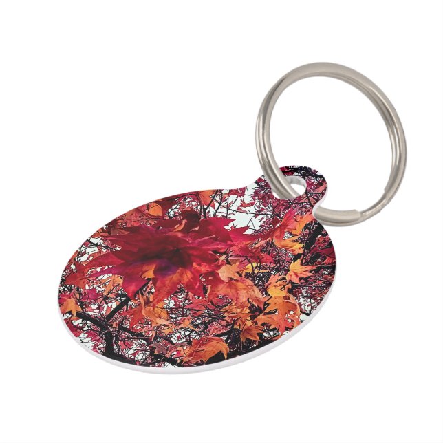 Orange and red leaves pet tag (Side)