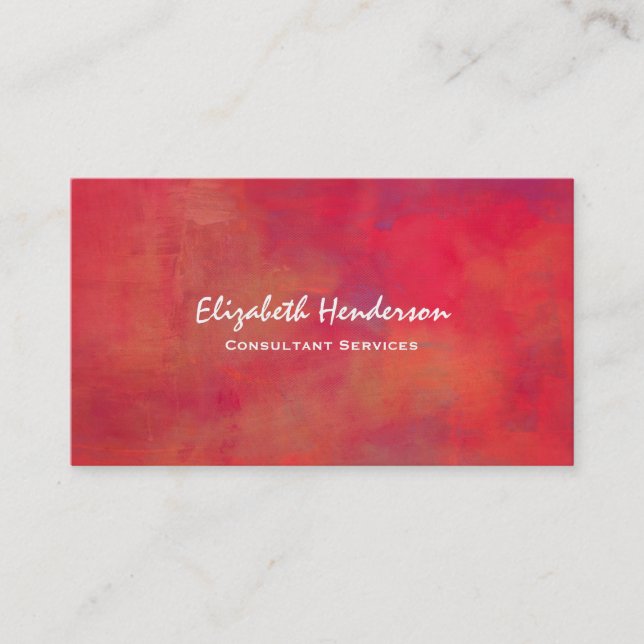 Orange and Red Painted Abstract Background Business Card (Front)