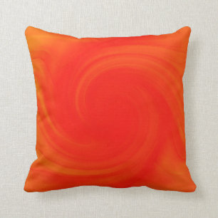 Orange and Red Retro Swirl Painting Abstract Art Cushion