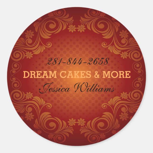 Orange And Red Retro Swirls Classic Round Sticker (Front)