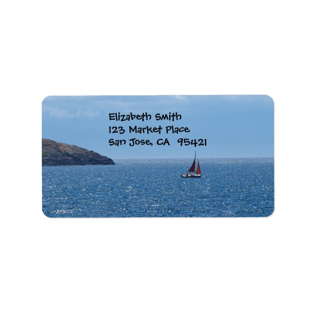 Orange and Red Sail Boat Address label (Front)