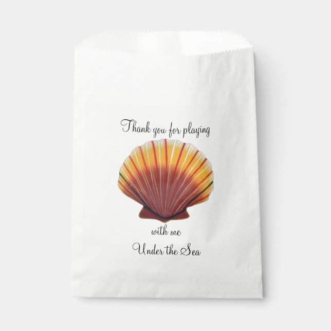 Orange and Red Scallop Shell Favour Bag (Front)