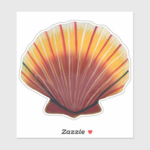 Orange and Red Scallop Shell Sticker