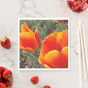 Orange and Red Tulip Paper Napkin