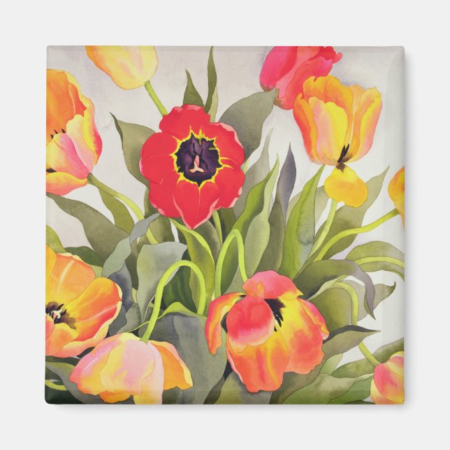 Orange and Red Tulips Magnet (Front)