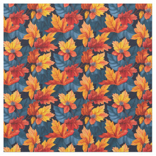 Orange and Russet Autumn Leaves Fabric