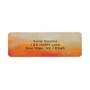 Orange and Sandy Beige Abstract Landscape Painting Return Address Label