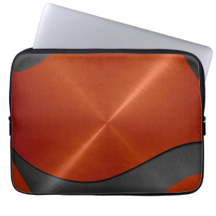 Orange and Silver Stainless Steel Metal Laptop Sleeve