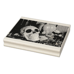 Orange and Skull Rubber Stamp