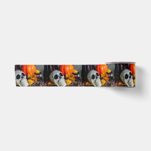 Orange and Skull Satin Ribbon