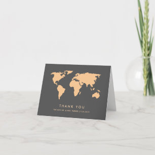 Orange and Smoky Grey World Map Thank You