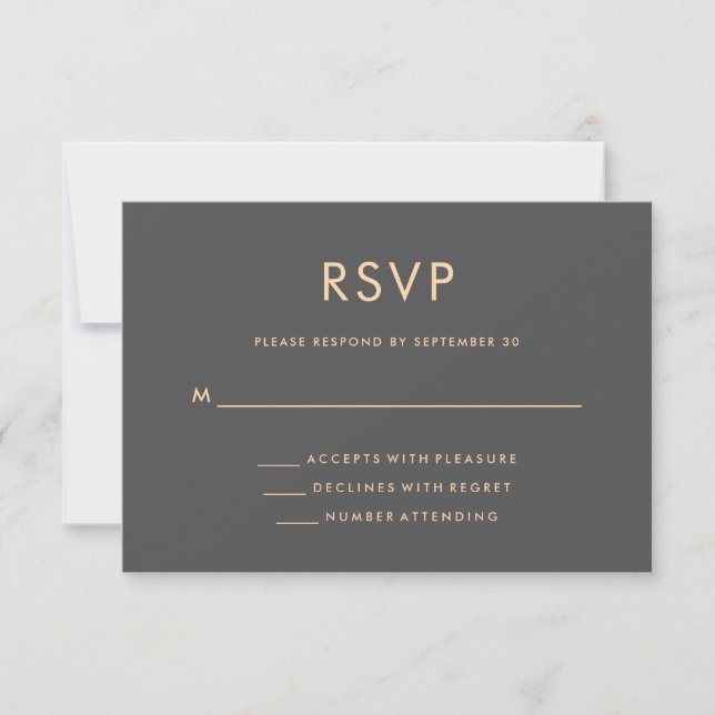 Orange and Smoky Grey | World Map Wedding RSVP (Front)