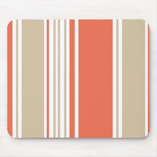 Orange and Tan Modern Stripes Mouse Pad (Front)