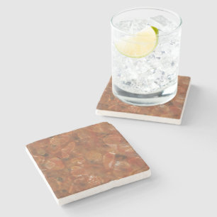Orange and Tan Stone Print Coasters