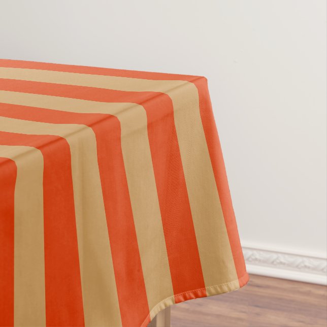 Orange and Tan Stripe Tablecloth (In Situ)