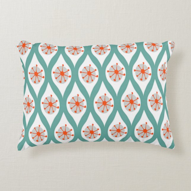 Orange and Teal Abstract Decorative Cushion (Front)