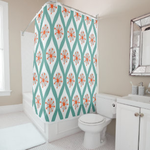 Orange and Teal Abstract Shower Curtain