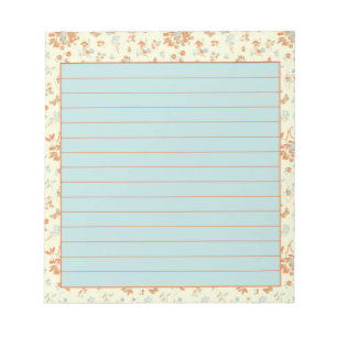 Orange and teal floral notepad