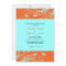 Orange and Teal Floral Swirls Wedding Invitation