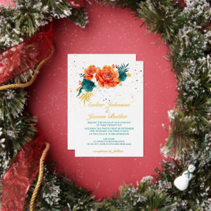 Orange and Teal Floral Wedding