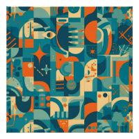Orange and Teal Geometric Abstract