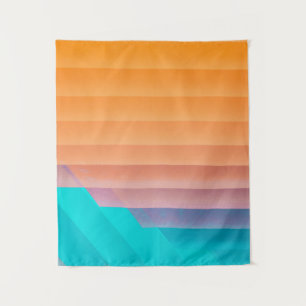 Orange and teal illustration tapestry