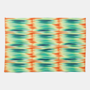 Orange and Teal Mosaic Pattern Tea Towel
