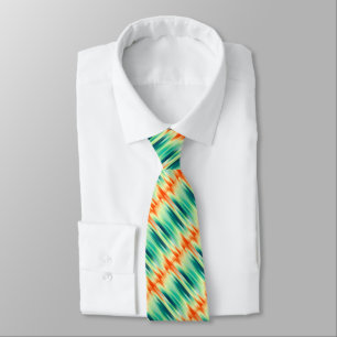 Orange and Teal Mosaic Pattern Tie
