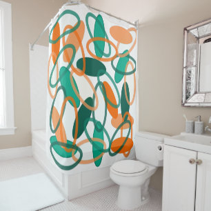 Orange and Teal Ovals Shower Curtain
