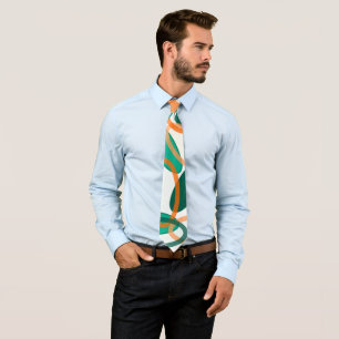 Orange and Teal Ovals Tie