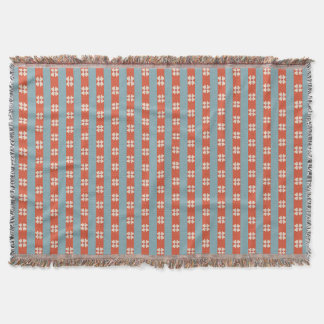 Orange and Teal Striped Floral Throw Blanket