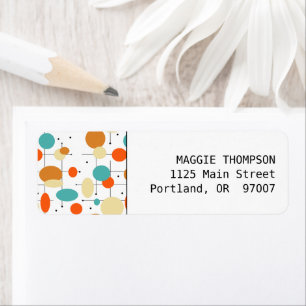 Orange and Turquoise Circles Mid Century Modern Return Address Label