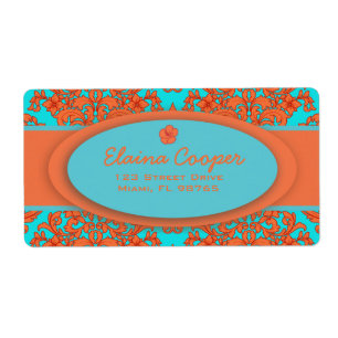 Orange and Turquoise Damask