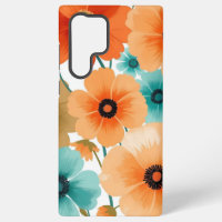 Orange and Turquoise Floral Design  Black Centers