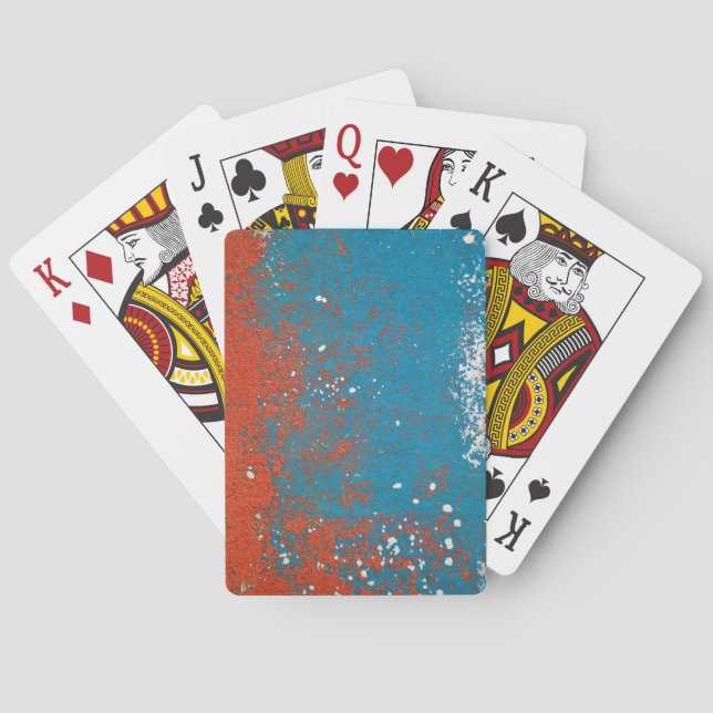 Orange and Turquoise Grunge Texture Playing Cards (Back)