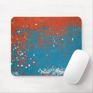 Orange and Turquoise Paint Abstract Mouse Pad
