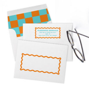 Orange and Turquoise Wavy Frame Stationery Envelope